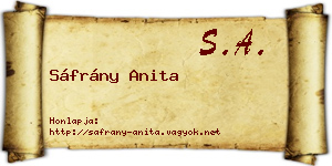 Sáfrány Anita névjegykártya