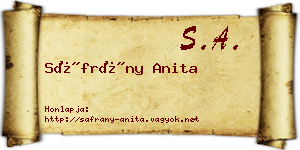 Sáfrány Anita névjegykártya